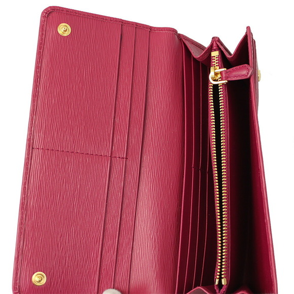 Prada Long VITELLO Bifold Wallet MOVE CasePink IBISCO Pass - Picture 4 of 4